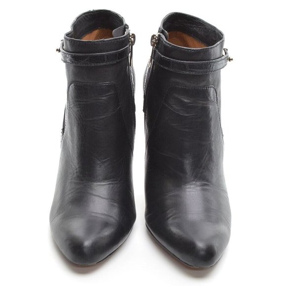 Coach Ursa Black Leather Stiletto Heeled Booties 7.5 B - Picture 3 of 6